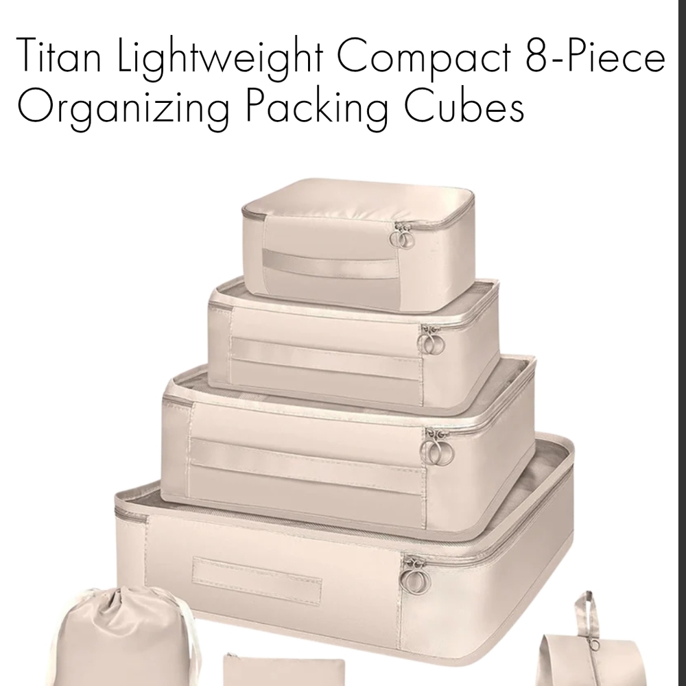 8 Titan Tan Storage Cubes for Travel Organization